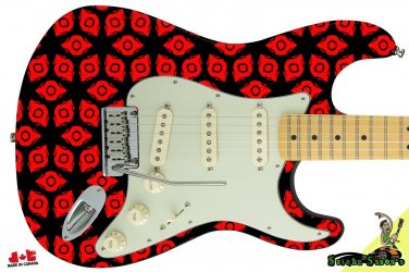 107 Righty Electric Guitar Skin Red Space Galaxy Invaders