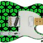 108 Righty Electric Guitar Skin Green Space Galaxy Invaders