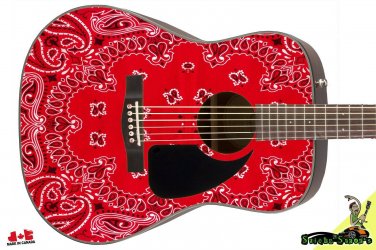 090 Righty Acoustic Guitar Skin Bandana Red