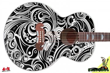 031 Righty Jumbo Acoustic Guitar Skin Black & White Swirl Jem