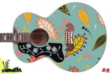 083 Lefty Jumbo Acoustic Guitar Skin Fallen Paisley Leaf