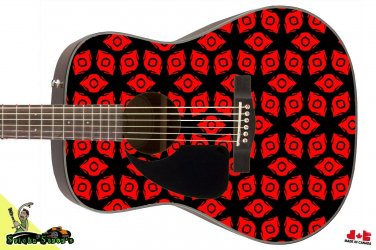 107 Lefty Acoustic Guitar Skin Red Space Galaxy Invaders