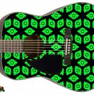 108 Lefty Acoustic Guitar Skin Green Space Galaxy Invaders