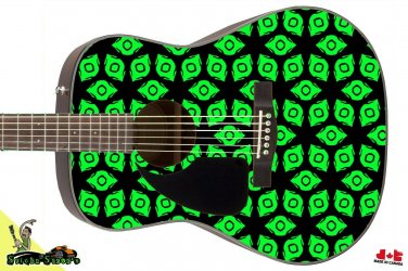 108 Lefty Acoustic Guitar Skin Green Space Galaxy Invaders