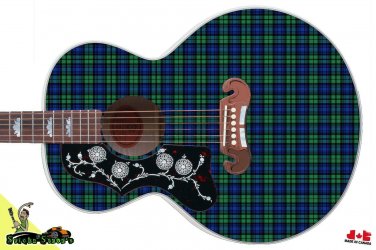104 Lefty Jumbo Acoustic Guitar Skin Green & Blue Tight Plaid