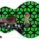 108 Lefty Jumbo Acoustic Guitar Skin Green Space Galaxy Invaders