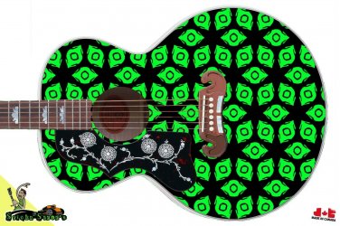 108 Lefty Jumbo Acoustic Guitar Skin Green Space Galaxy Invaders