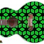 108 Lefty Jumbo Acoustic Guitar Skin Green Space Galaxy Invaders