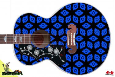 109 Lefty Jumbo Acoustic Guitar Skin Blue Space Galaxy Invaders