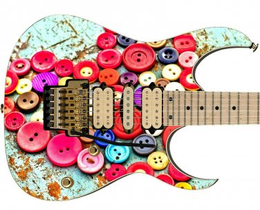 Guitar Skin Axe Wrap Re-skin Vinyl Decal Dead Beat Little Colorful Buttons GS085