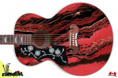 183 Lefty Jumbo Acoustic Guitar Skin Bowling Ball Marble Strat Style 1980's