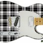 GUITAR SKIN AXE WRAP RESKIN  R&L Electric Guitar Skin Plaid Black & White 105