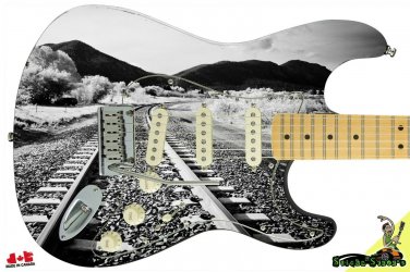 Guitar Skin Axe Wrap Re-skin Vinyl Decal DIY Righty Electric Rail Way Ties 034