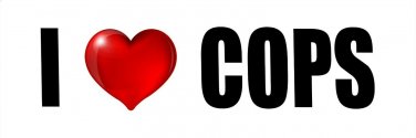 I LOVE COPS Full Color Laminated Bumper Sticker 3" X 9" Vinyl Decal