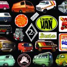 Vanner 2% Street Van Retro 60's 70's individual Contour Cut Vinyl 21pc Stickers