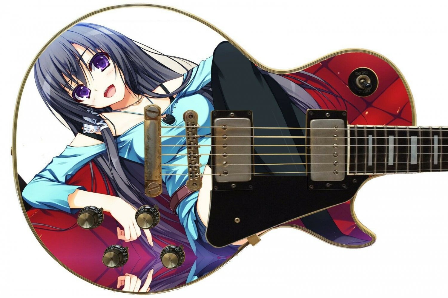 Guitar Skin Axe Wrap Re-skin Sexy Anime Girl sitting on the couch 607