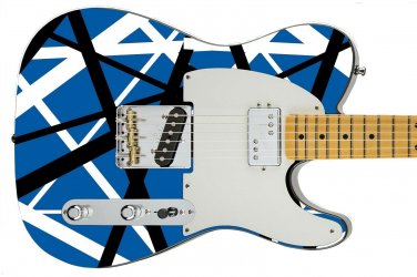 Guitar Skin Axe Wrap Hard Rock Metal Guitar God Blue Black White Stripes V.16