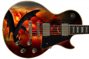 Guitar Skin Axe Wrap Re-skin - Red Fire Dragons in the Sky 700