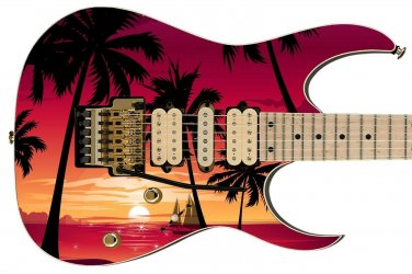 Guitar Skin Axe Wrap Re-skin California Sun Sand Palm Trees on Sunset Strip 363