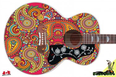 Guitar Skin Axe Wrap Re-skin Righty Jumbo Acoustic Guitar Skin Paisley Pink 085