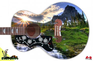 Guitar Skin Axe Wrap Re-skin Vinyl Decal DIY Lefty Jumbo Acoustic  River Run 053