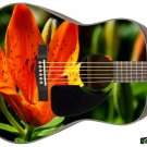 Guitar Skin Axe Wrap Re-skin Vinyl Decal DIY Righty Acoustic Orange Lily 046