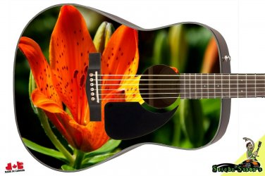 Guitar Skin Axe Wrap Re-skin Vinyl Decal DIY Righty Acoustic Orange Lily 046