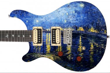 Guitar Skin Axe Wrap Re-skin Vinyl Van Gogh Over Rhone Starry Night Left 690