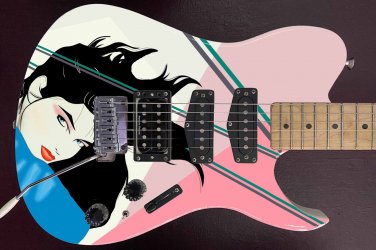Guitar Skin Axe Wrap Salon Girls 1013 B & C, pickguard headstock 1013 B & C