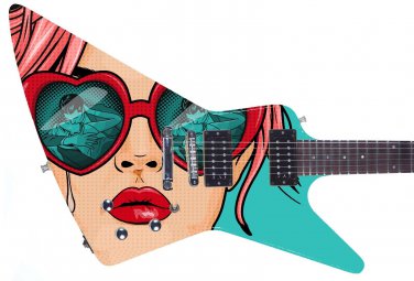 Guitar Skin Wrap Axe Re-Skin Pop Rock Dirty Little Secret Groupie Girl  - 1218