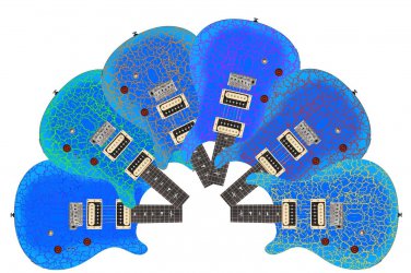 Guitar Wrap Skin Reface Iconic 80's Burst 6 Volt Crackle Blue Fuzz 1219