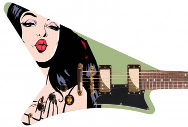 Guitar Skin Wrap Axe Re-Skin Pop Rock High Society Groupie Girl  - 1212