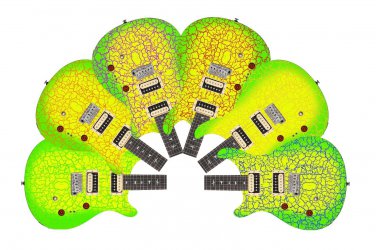 Guitar Wrap Skin Reface Iconic 80's Burst 6 Volt Crackle Lime Light 1219