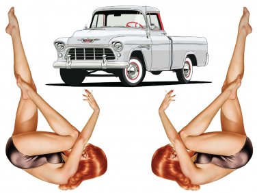 C10 Truck White  & Pin up Girl, Rhianna x2, Laminated. USA Shipping Included