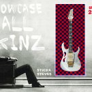 Wall Art Guitar Display Décor Panes  - Checker Board Blue & Red 2040