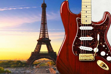 Wall Art Guitar Display D&Atilde;&copy;cor Panes- Eiffel Tower by Sunset 2011