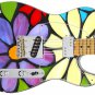 Guitar Skin Axe Wrap Re-skin Bass Reface Vinyl Stained Glass Floral 1304
