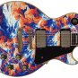 Guitar Skin Axe Wrap Re-skin Bass Reface Vinyl Blue Orange Cloudy Swirls 1329