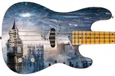 Guitar Skin Axe Wrap Re-skin Bass Reface DIY London has Fallen 1461