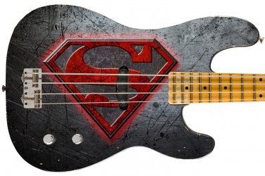 Guitar Skin Axe Wrap Re-skin Electric Bass Reface DIY Save Superman 1576