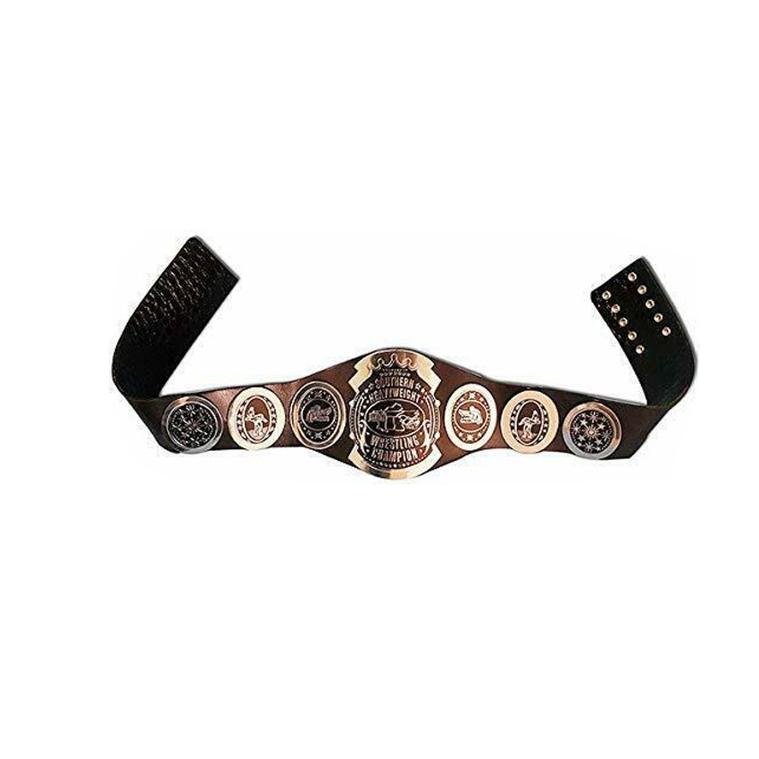 SOUTHERN HEAVYWEIGHT WRESTLING CHAMPIONSHIP BELT BLACK LEATHER STRAP ...