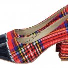 women tartan shoes Kitten Heel Scottish Royal Stewart Clean Size 6.5