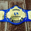 WINGED EAGLE WORLD HEAVYWEIGHT WRESTLING CHAMPIONSHIP BELT BLUE LEATHER STRAP BELT ADULT SIZE
