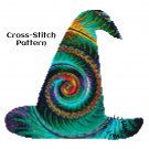 Peacock Feather Spiral Witch's Hat CrossStitch Pattern PDF