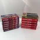 Lot of 12 TDK/Maxell D90/U90 High Output/Normal Position Blank Cassette Tapes