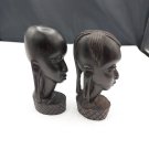 Set of 2 Genuine Hand Carved African Tribal Head Sculptures 5 Inches Tall Set of 2 Genuine Hand Carved African Tribal Head Sculptures 5 Inches Tall