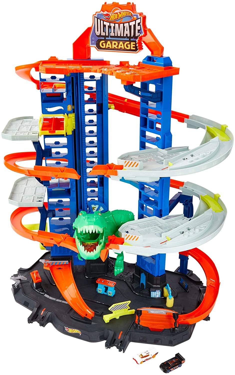 Hot Wheels City Robo T-Rex Ultimate Garage Multi-Level Multi-Play Mode Park 100 Plus 1:64 Scale Cars