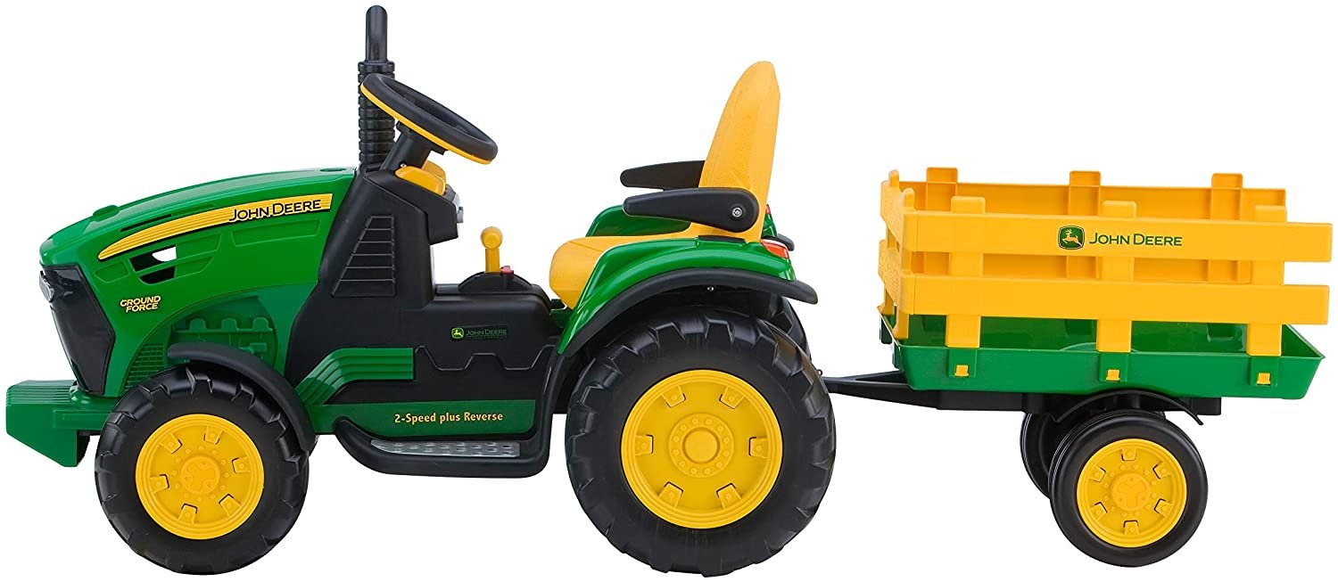 Powered Ride On Toy John Deere Tractor And Trailer Motorized Vehicles Kids