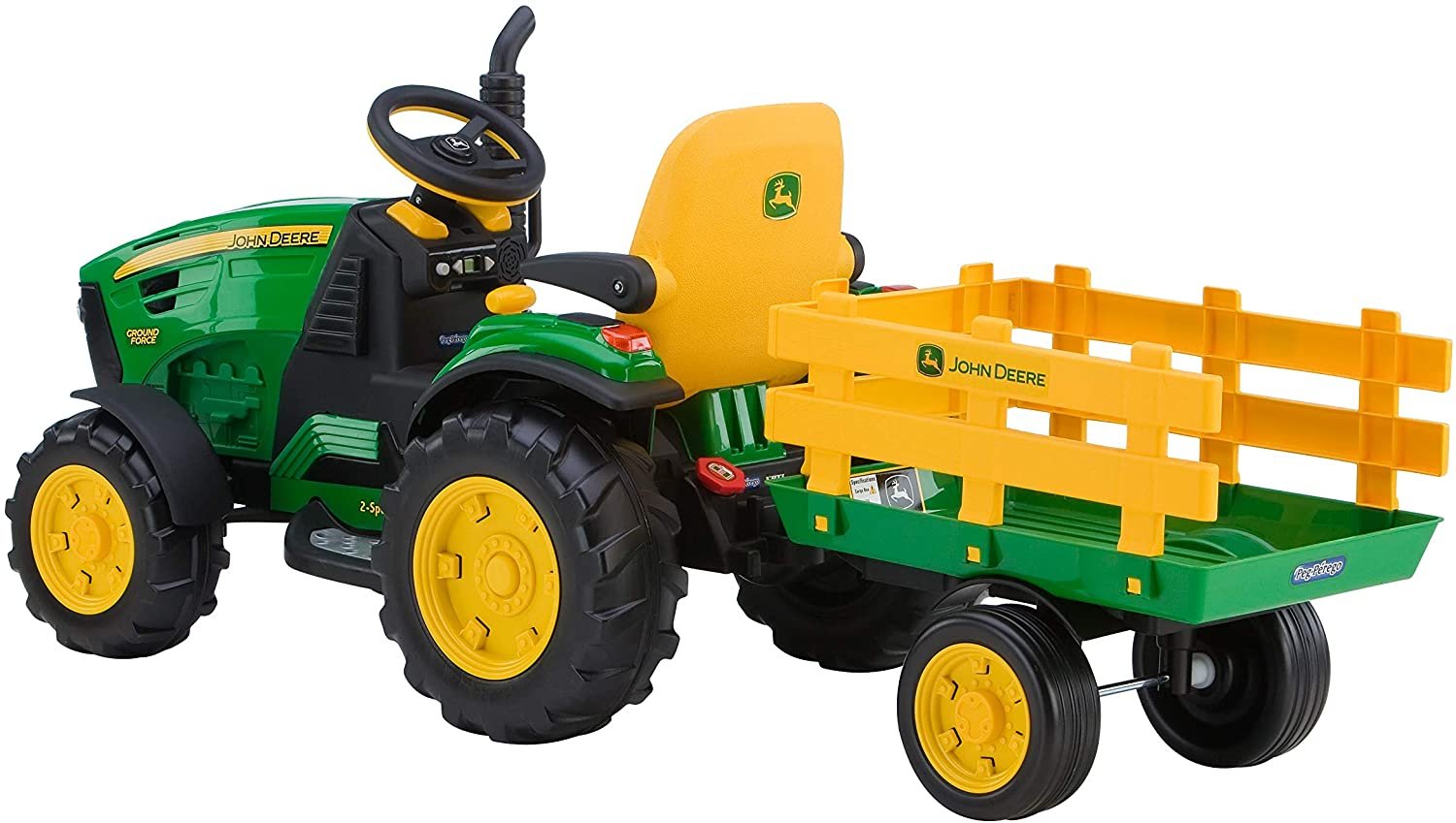 Powered Ride On Toy John Deere Tractor And Trailer Motorized Vehicles Kids