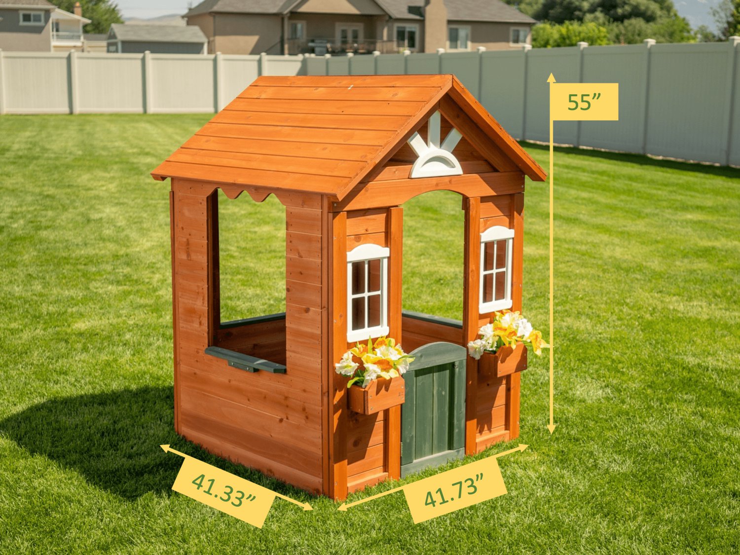 Sportspower Bellevue Kids Wooden Playhouse with Fun Colored Working